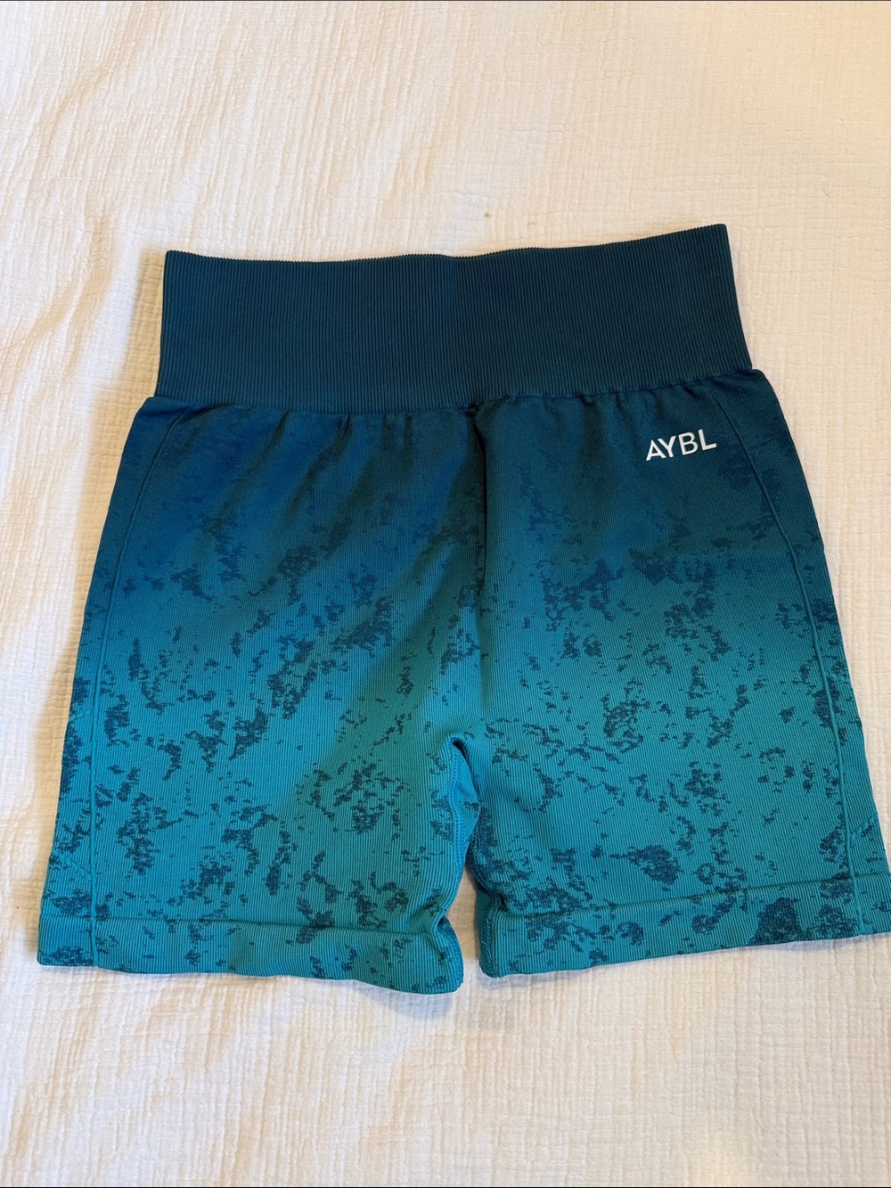 AYBL Teal Gradient High-Rise Workout Shorts